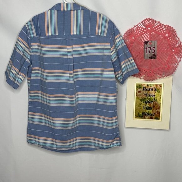 Lands' End Boys Blue Striped Button-Down Shirt Size XL (14-16) - Picture 4 of 9